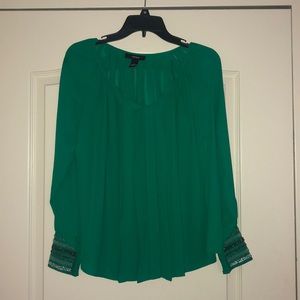 Green blouse with embellished beaded sleeves